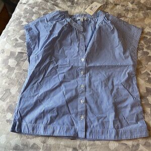 Brand new evereve top with blue white stripes